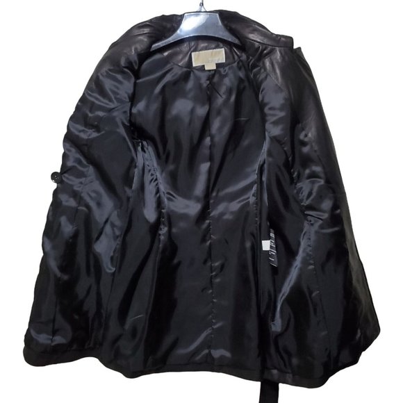 NWT Michael Kors Leather Jacket Moto Black Belt Long Asymmetrical Zip Sz XS READ - Picture 9 of 15
